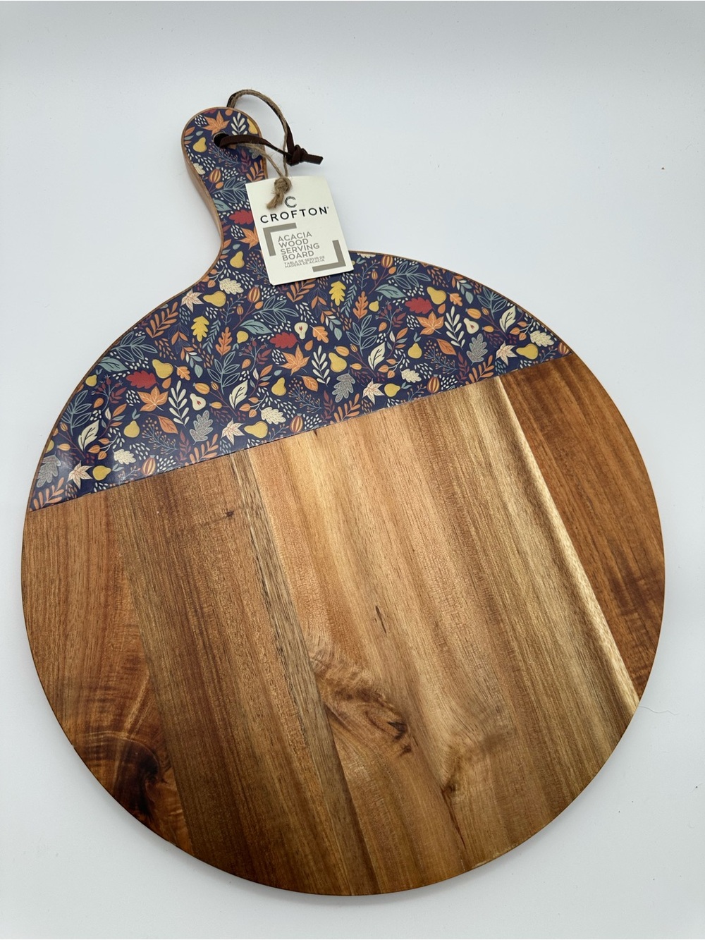 Crofton Acacia Wood Fall Floral Serving Board Charcuterie NWT 13.25